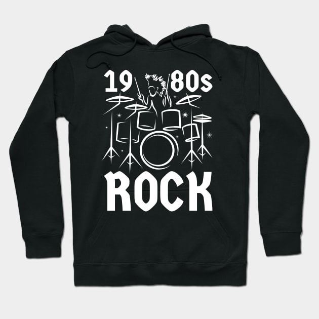 1980s Rock Music Drummer Hoodie by dkdesigns27